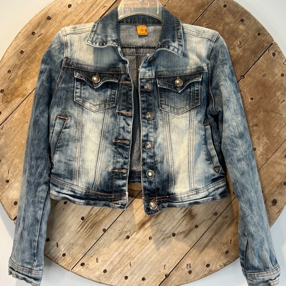 JouJou Denim Stonewashed Cropped Jeans Jacket-S